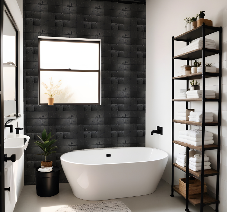 Black industrial style tile wallpaper - TenStickers
