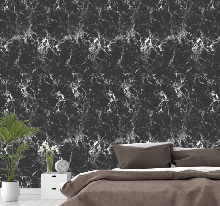 Black Marble Marble Wallpaper - TenStickers