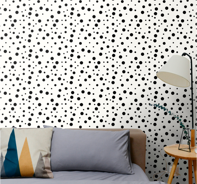Black polka dots on white Wedding Wallpaper - TenStickers