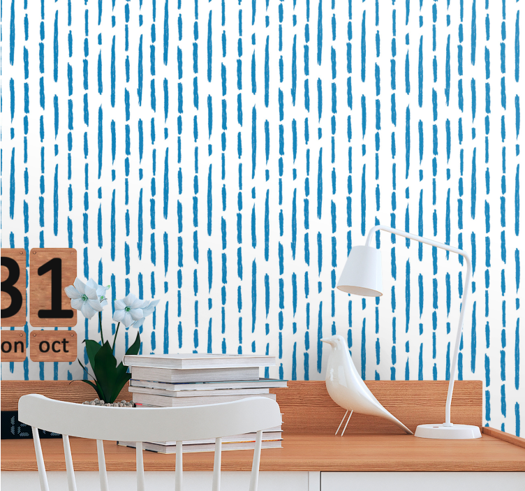 Blue painted stripes Living Room Wallpaper - TenStickers