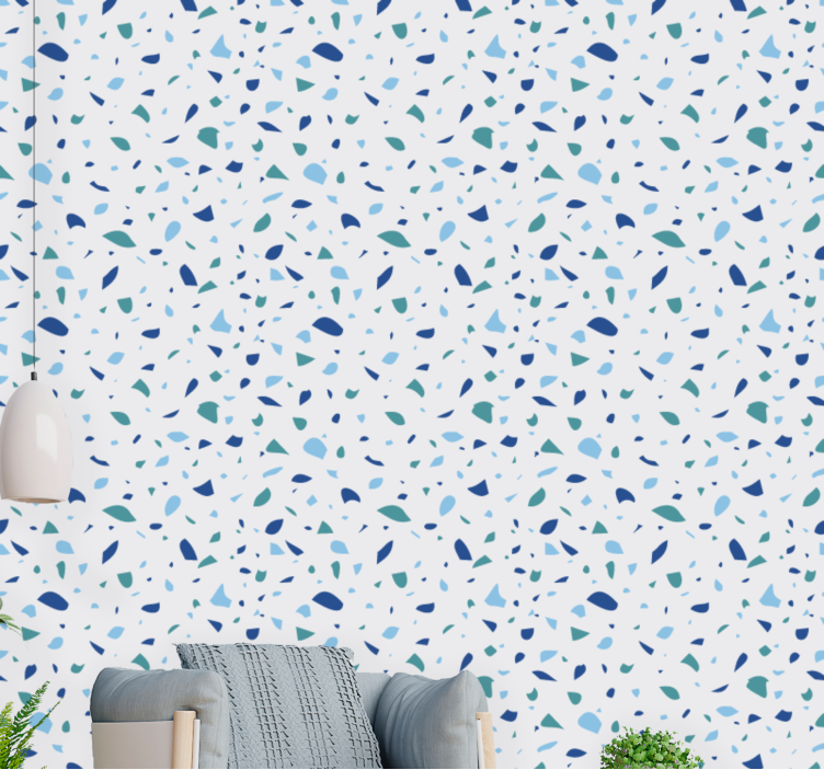 Blue simple terrazzo textured wallpaper - TenStickers