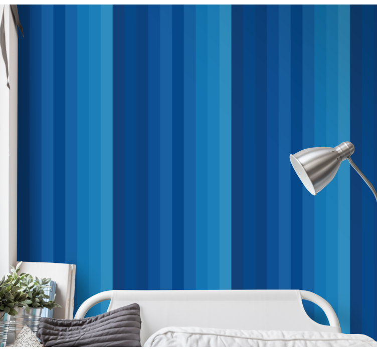 Blue Striped Motif horizontal stripes wallpaper - TenStickers