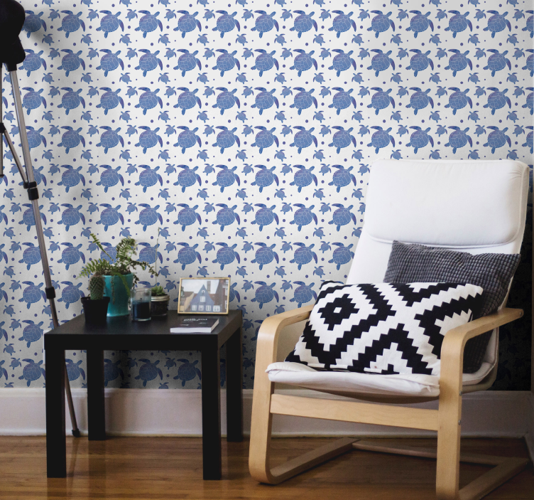 Blue Turtles Pattern animal wallpaper - TenStickers