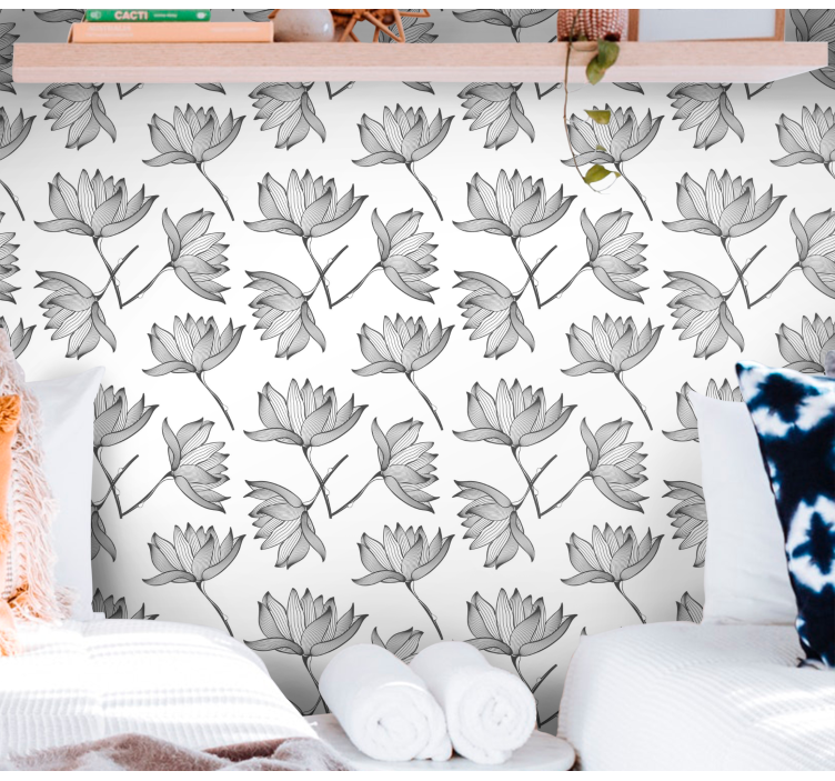 Botanical Sketches flower wallpaper - TenStickers