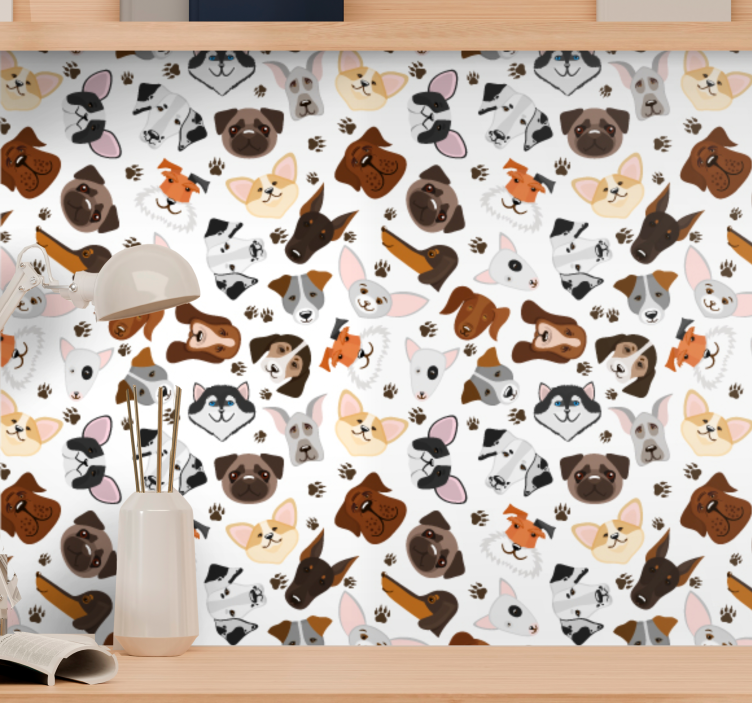 breeds dogs heads Bedroom Wallpaper - TenStickers