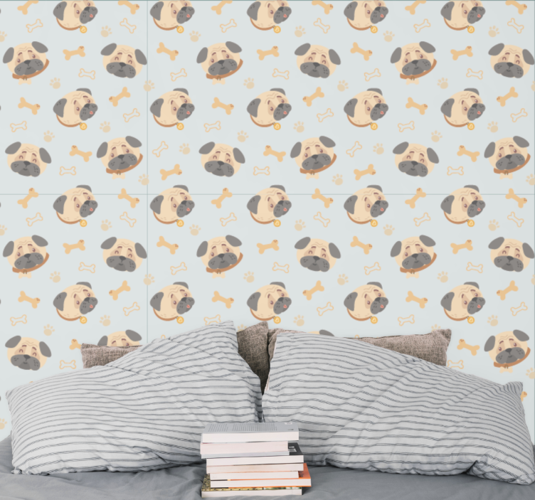 British bulldog puppies pattern wallpaper - TenStickers