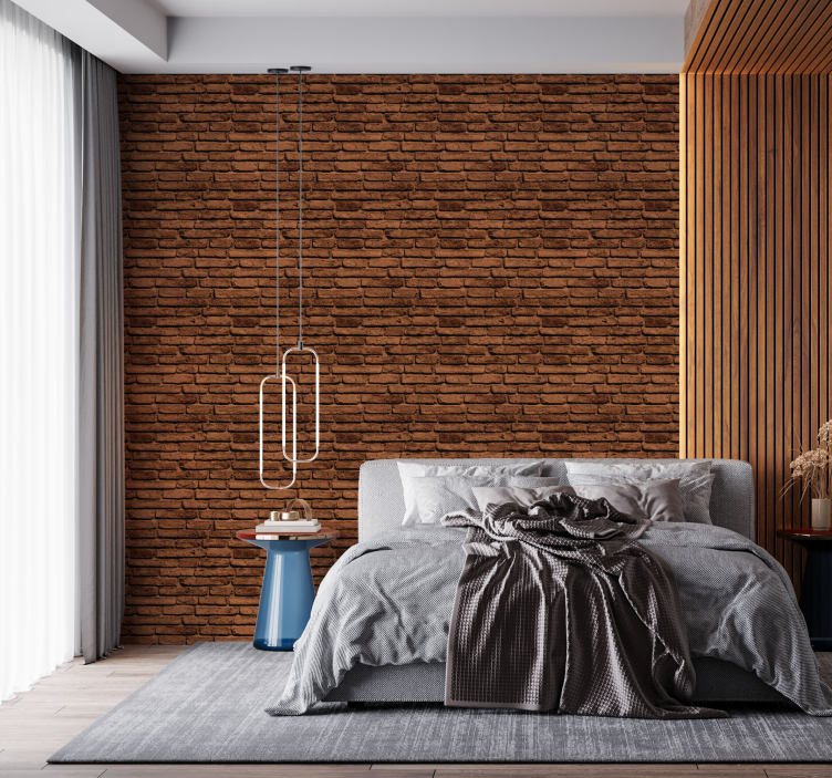 Brown Textured Brick Wallpaper - TenStickers