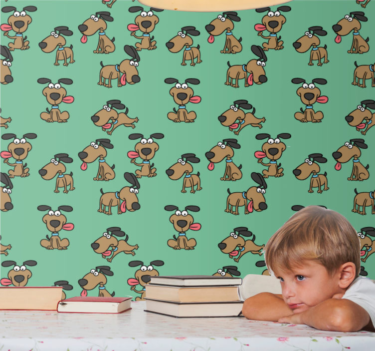 Canine Cartoon Fun dog wallpaper - TenStickers