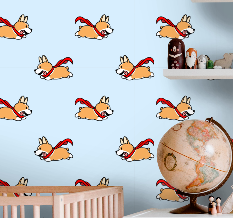 Captain dogs pattern  bedroom wallpaper - TenStickers