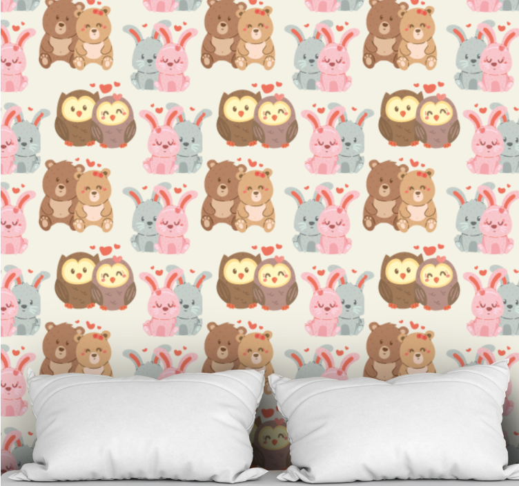 Charming Animal Duos animal wallpaper - TenStickers