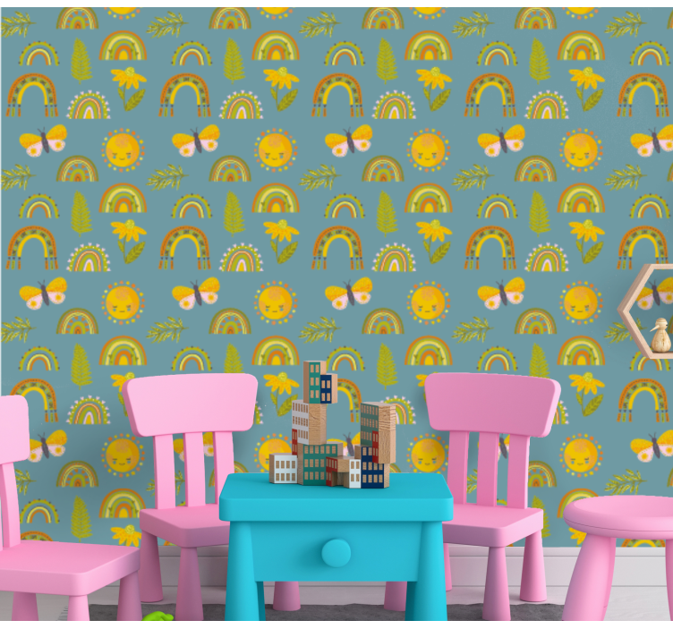 Cheerful Nature Patterns butterfly wallpaper - TenStickers
