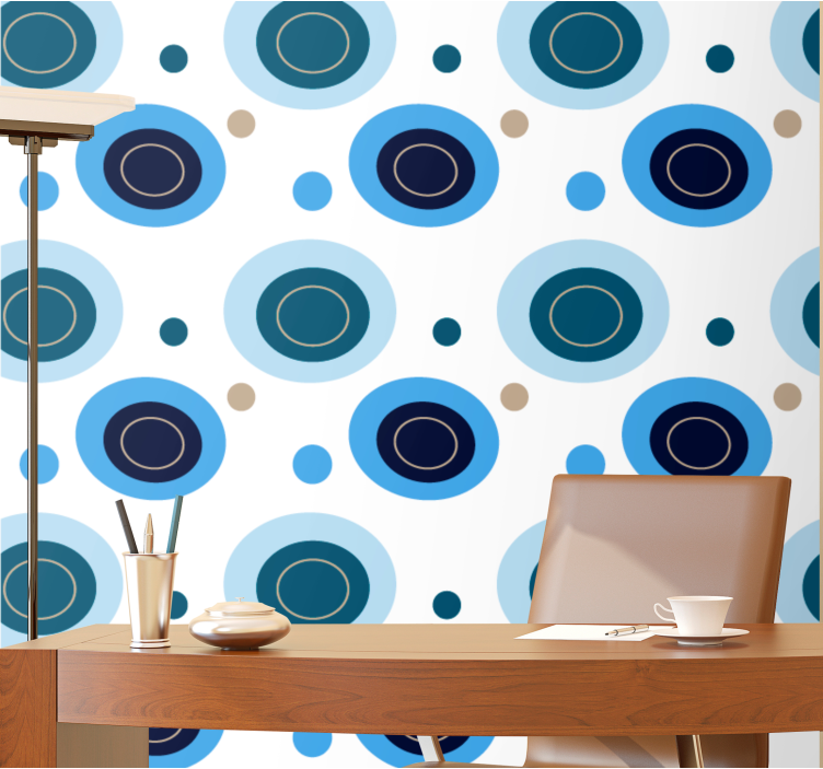 Circular abstract motifs wallpaper polka dots - TenStickers