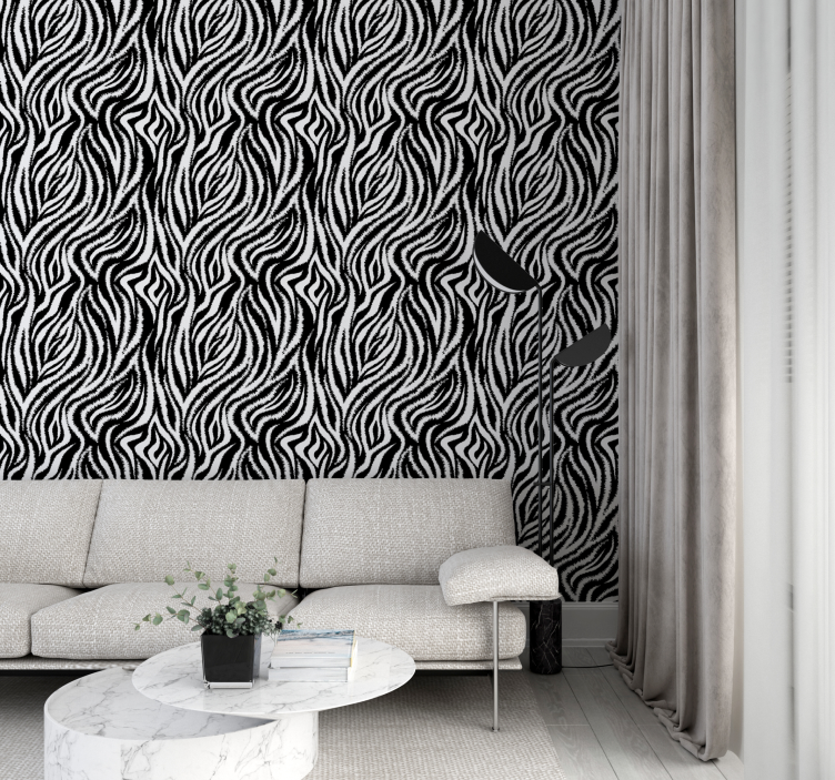 Classic black and white zebra wallpaper - TenStickers