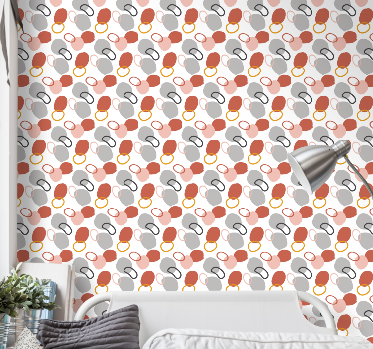 Brown and gray motif wallpaper polka dots - TenStickers