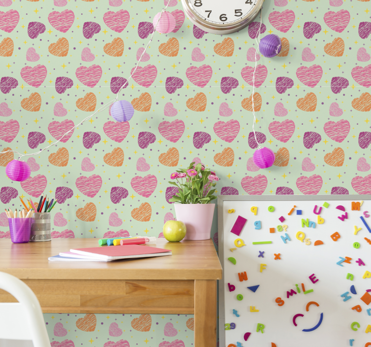 Colorful heart pattern teens wallpaper - TenStickers