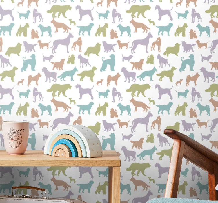 Colorful silhouettes dog wallpaper - TenStickers