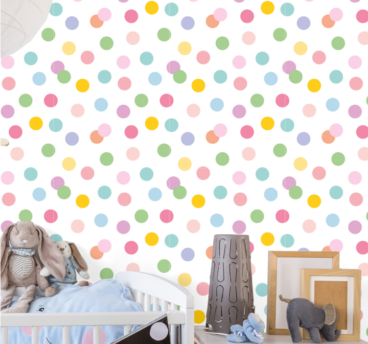 Colourful painted dots Living Room Wallpaper - TenStickers