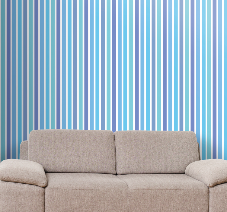 Elegant blue motif vertical stripes wallpaper - TenStickers