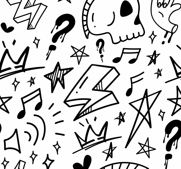 Cool signs pattern Teen Bedroom Wallpaper - TenStickers