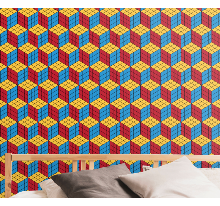 Cubical Pattern geometric wallpaper - TenStickers