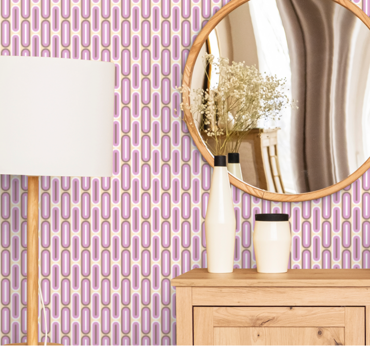 Curved pink pattern entrance wallpaper - TenStickers
