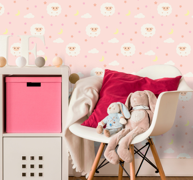 Cute Sheep Pattern nursery wallpaper - TenStickers