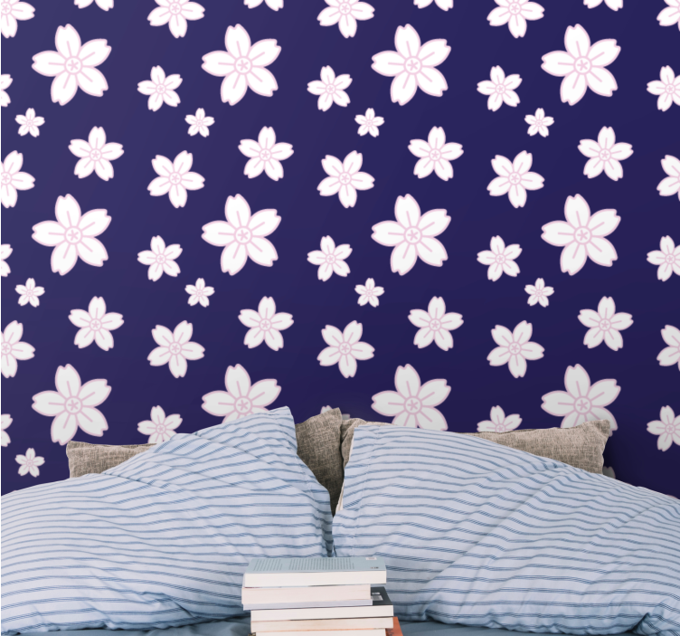 Daisy blossom pattern flower wallpaper - TenStickers