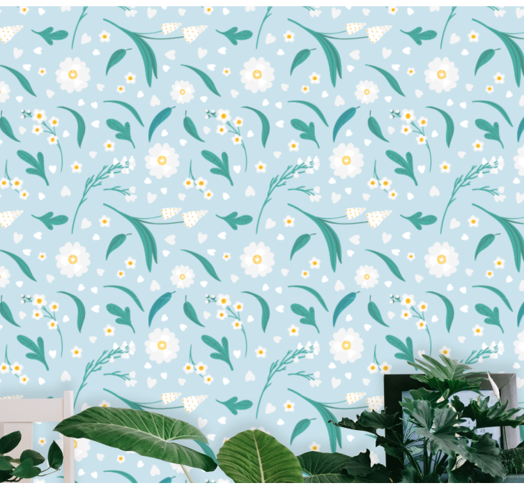 Daisy flowers falling Flower wallpaper - TenStickers