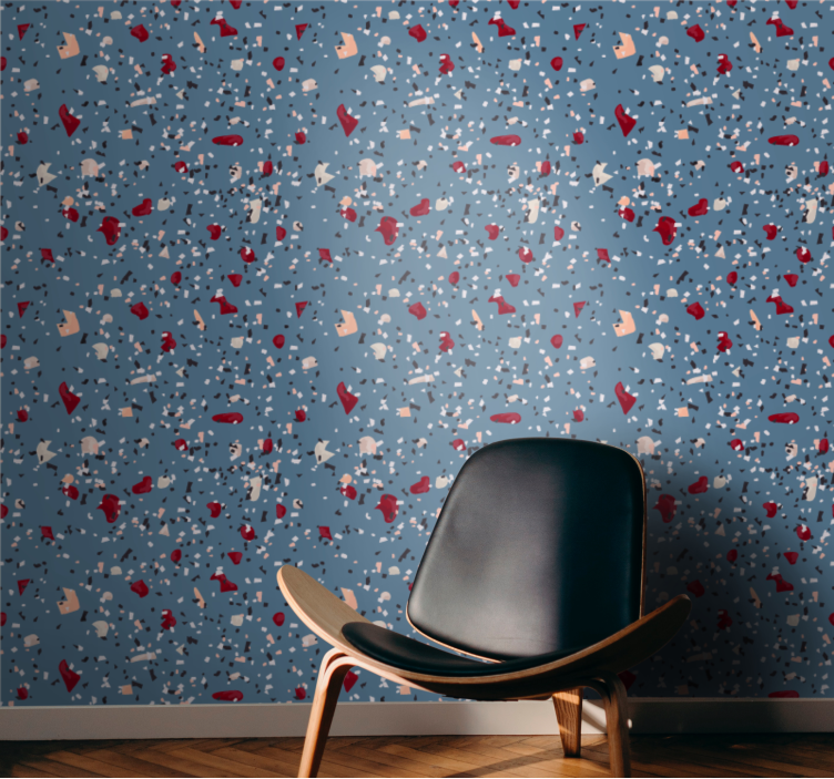 Dark blue terrazzo pattern wallpaper - TenStickers