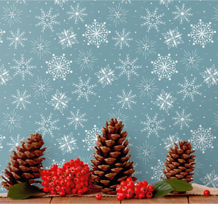 Blue and white snowflakes xmas wallpaper - TenStickers
