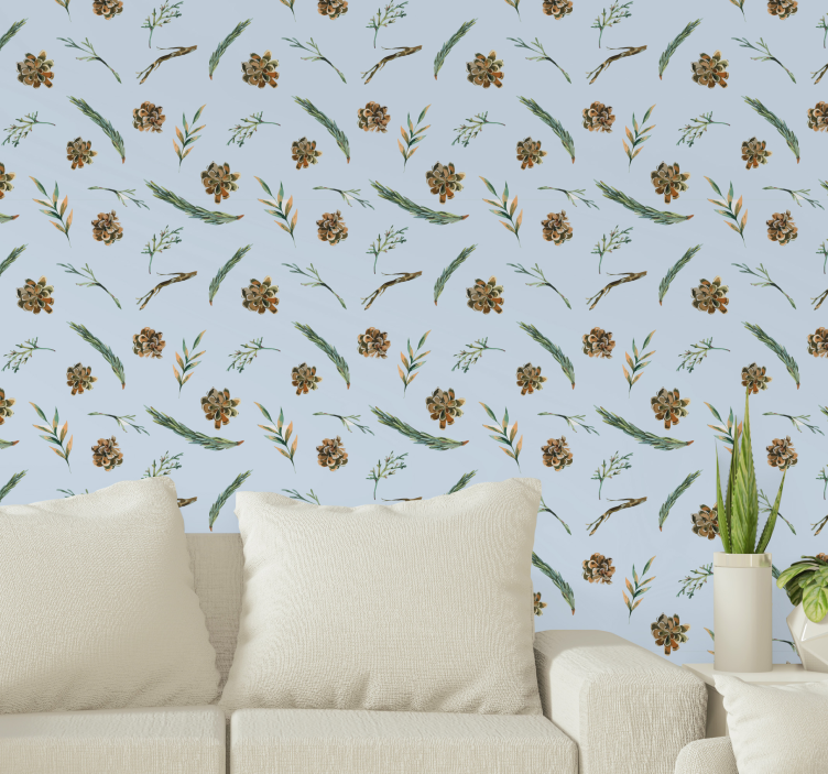 Soft botanical print flower wallpaper - TenStickers