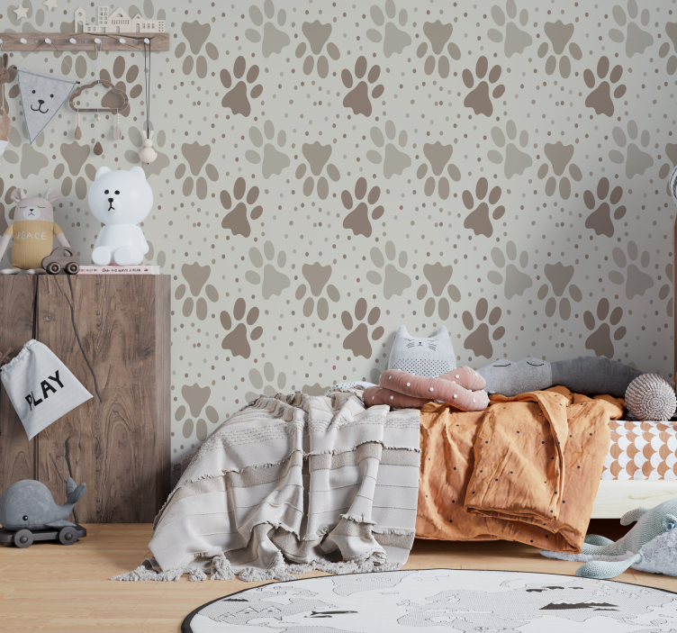 Dogs Paw Print Kids Wallpaper - TenStickers