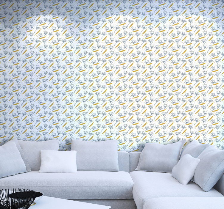 Flowers and leaves flying leaf wallpaper - TenStickers