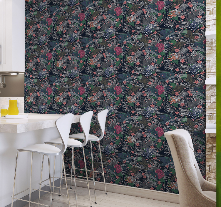 Elaborate Flower Concept floral wallpaper - TenStickers