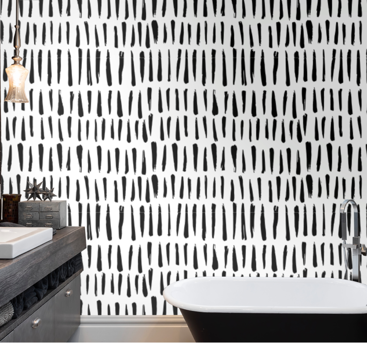 Elegant Black Stripes bathroom wallpaper - TenStickers