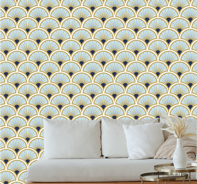 Elegant fan patterns modern wallpaper - TenStickers