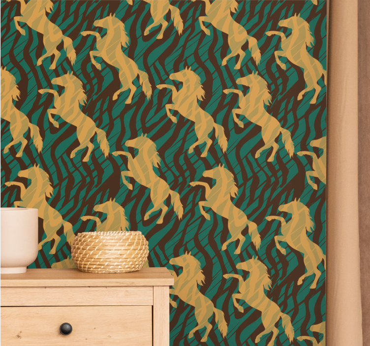 Elegant gallop motif horses wallpaper - TenStickers