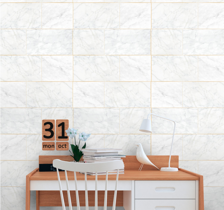 Elegant white tiles marble wallpaper - TenStickers