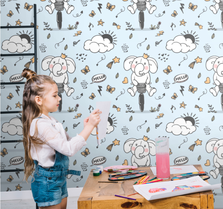 Elephant Joyride nursery wallpaper - TenStickers