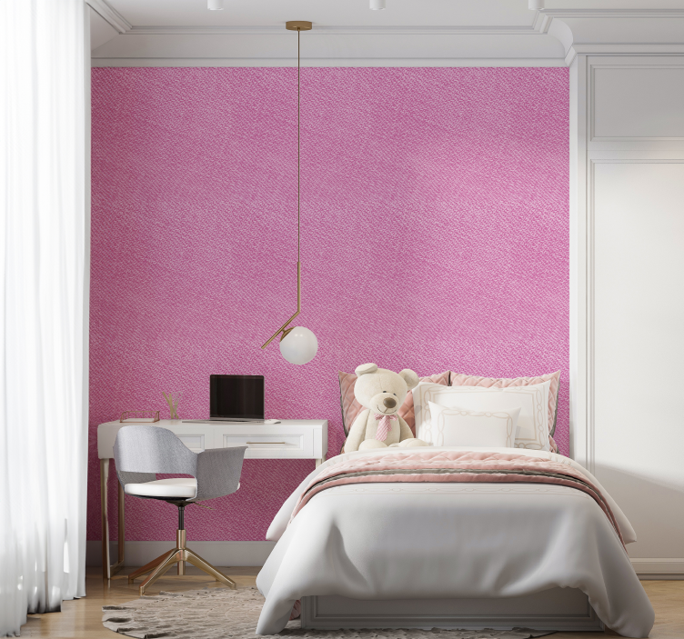 Fabric effect Pink wallpaper - TenStickers