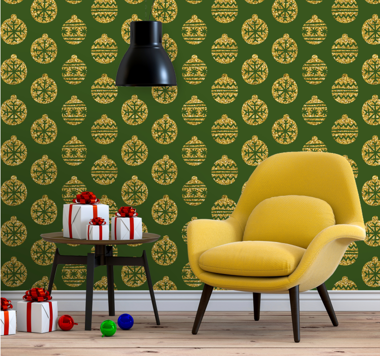 Festive Ornament Pattern christmas wallpaper - TenStickers