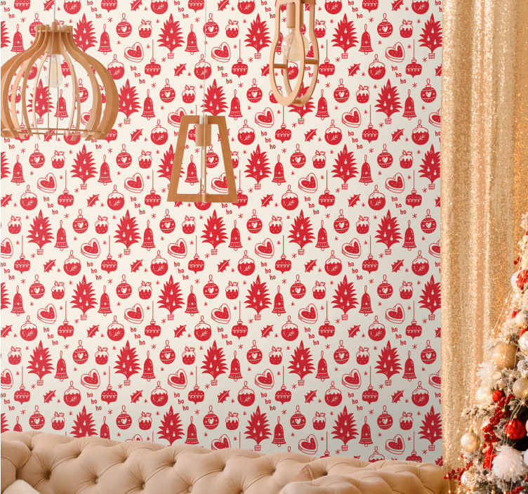 Festive Season Patterns christmas wallpaper - TenStickers