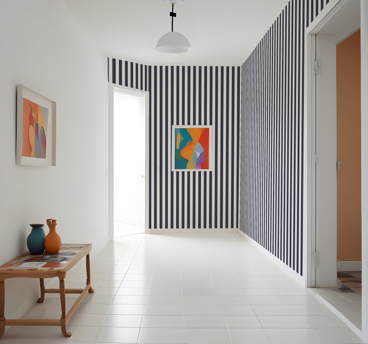 Fine vertical stripes hallway wallpaper - TenStickers