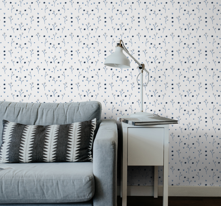 Floral Blue Designs flower wallpaper - TenStickers