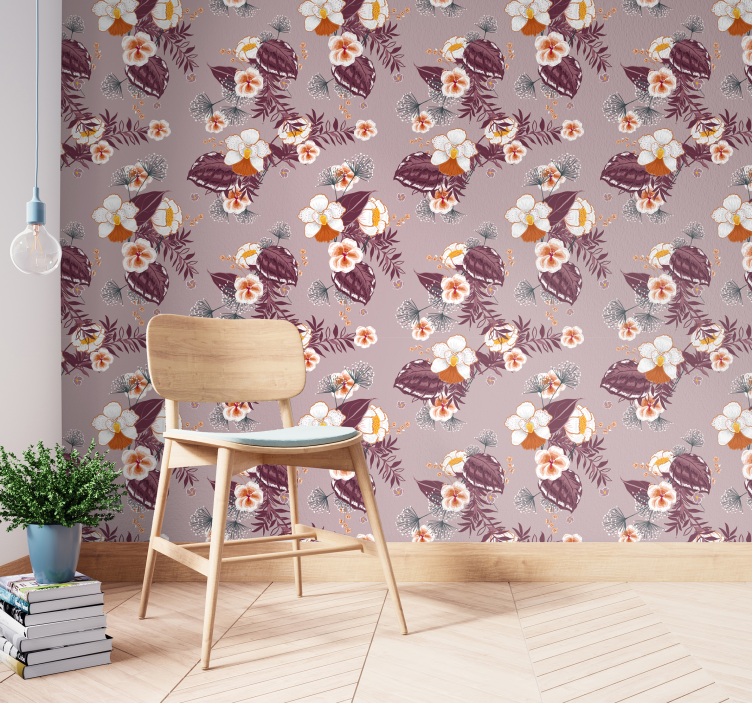 Floral Orchid Pattern flower wallpaper - TenStickers