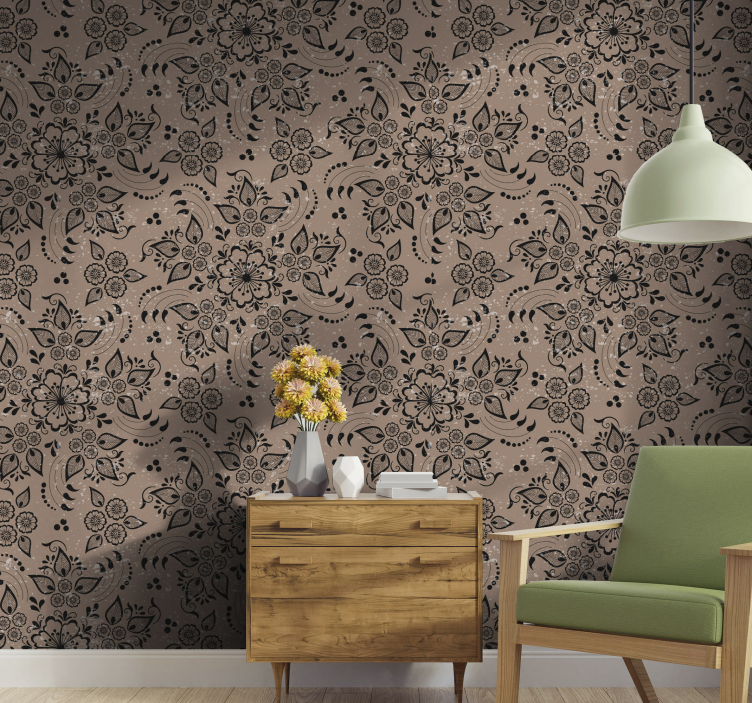 Floral vintage print flowery wallpaper - TenStickers