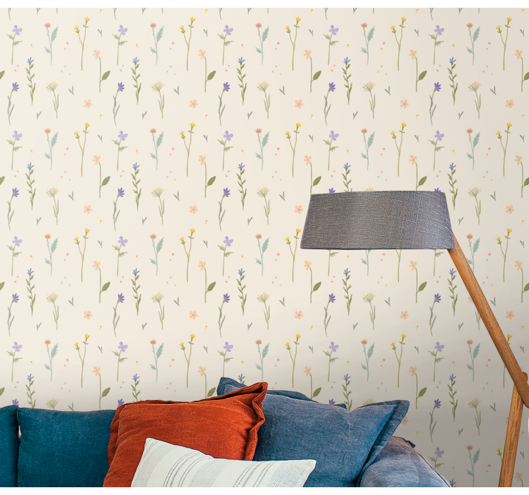 Fresh minimalist style floral wallpaper - TenStickers