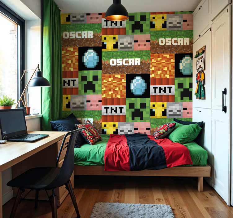 Gaming geometric pattern teens wallpaper - TenStickers