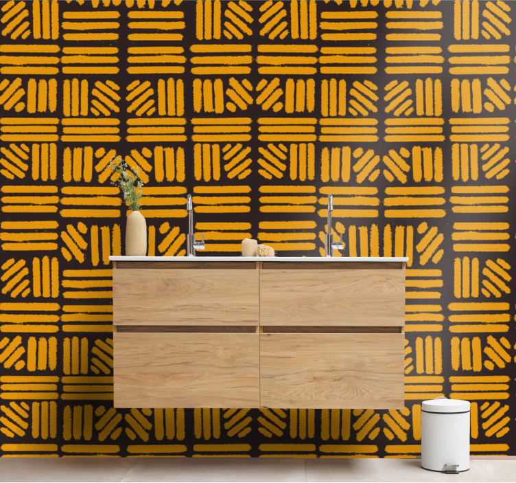 Geometric block pattern bathroom wallpaper - TenStickers