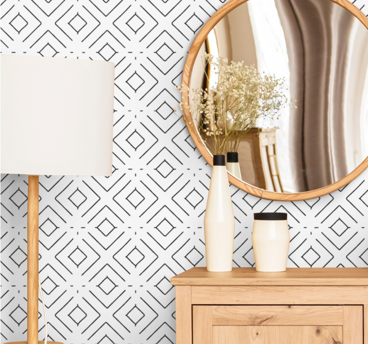 Geometric diamond style entrance wallpaper - TenStickers